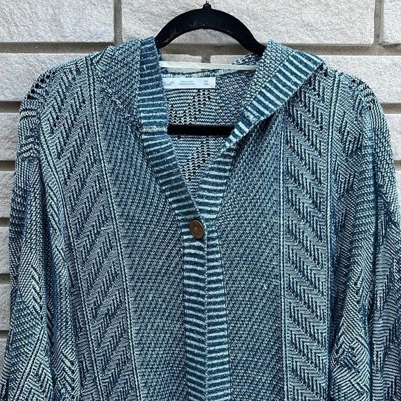 Woolrich Katie Bird Short Sleeve Hooded Cardigan Blue Size M/L - Picture 5 of 14